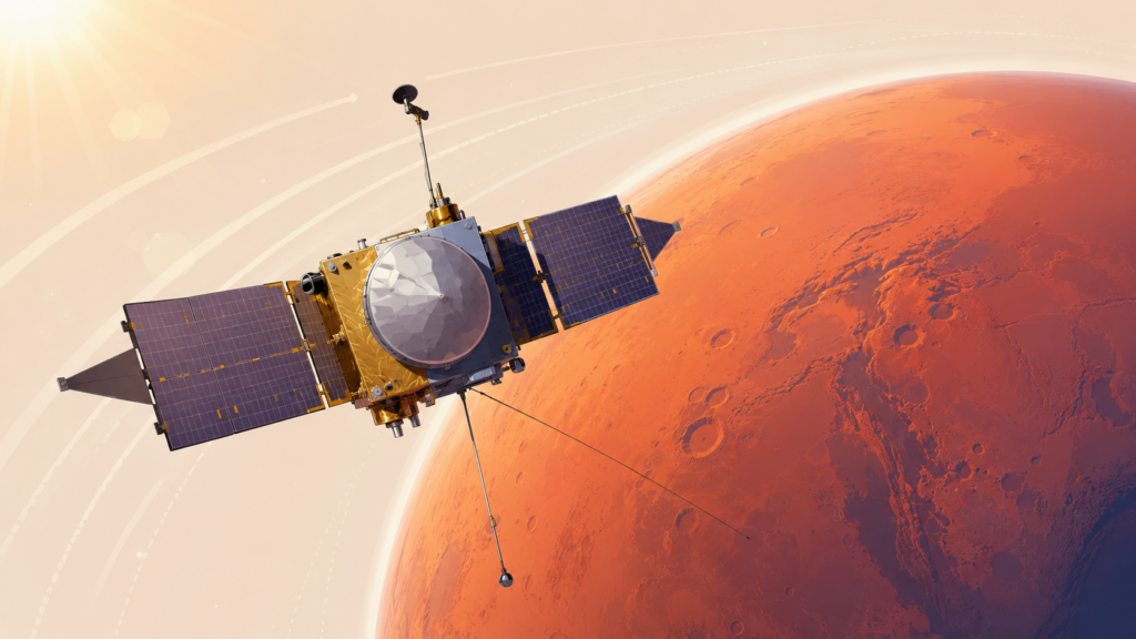 NASA MAVEN orbiter studying the atmosphere of Mars